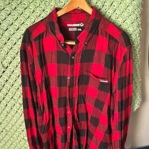 Wolverine Red and Black Casual Button Down Shirt
